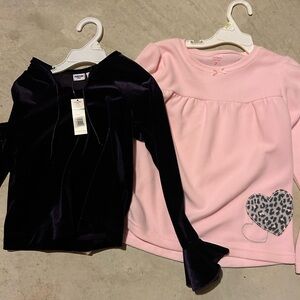 Pink and dark purple velvet girls Long Sleeve Tops size 7 new with tags